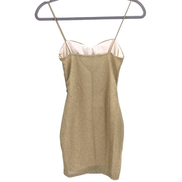 By The Way NEW Womens Size XXS Aran Gold Metallic Body-Con Mini Dress Revolve - Picture 3 of 7